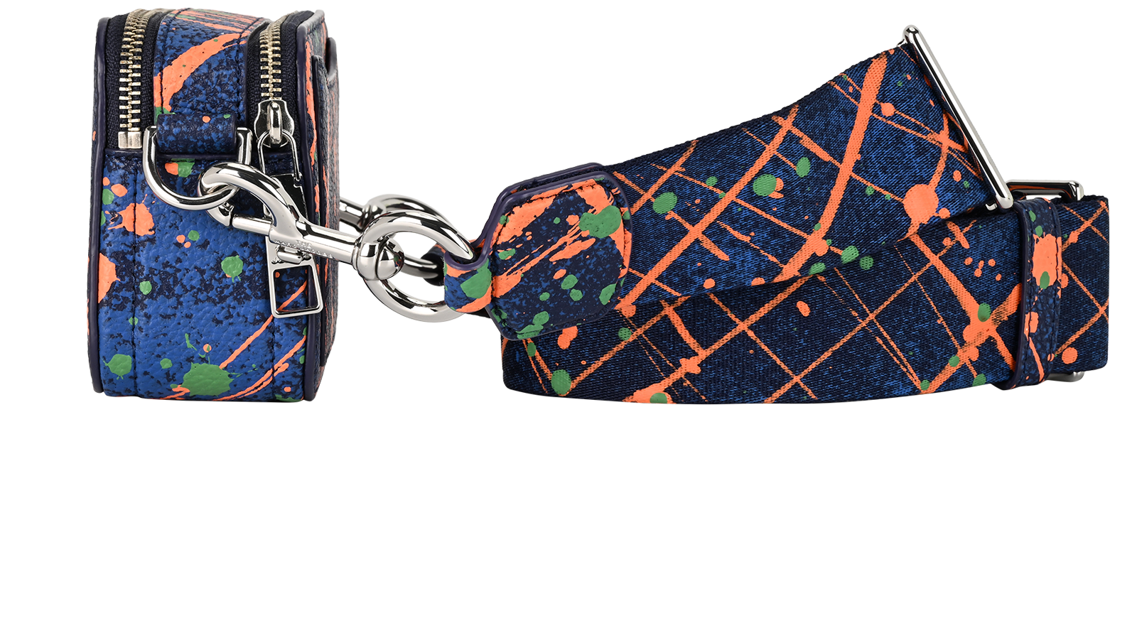 The Splatter Snapshot, &pound;150, Handbags, Blue/Orange, Leather, Bottom view